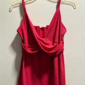 Hot Pink Cowl Neck Spaghetti Strap Tank